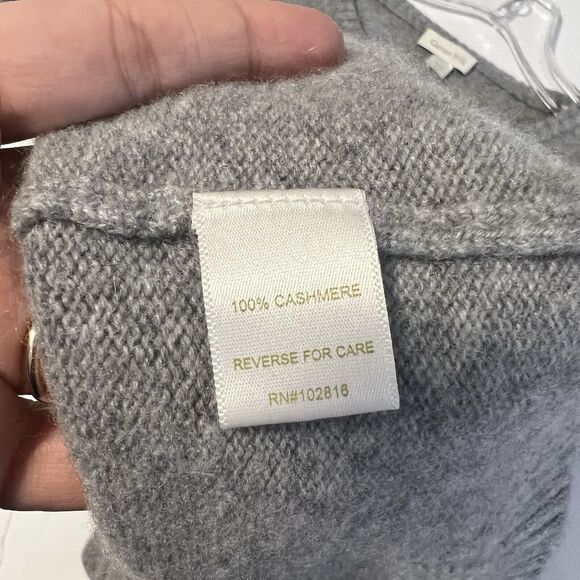 Garnet Hill Sz M Cashmere Pointelle Detail Pullover Sweater Gray - Picture 5 of 8